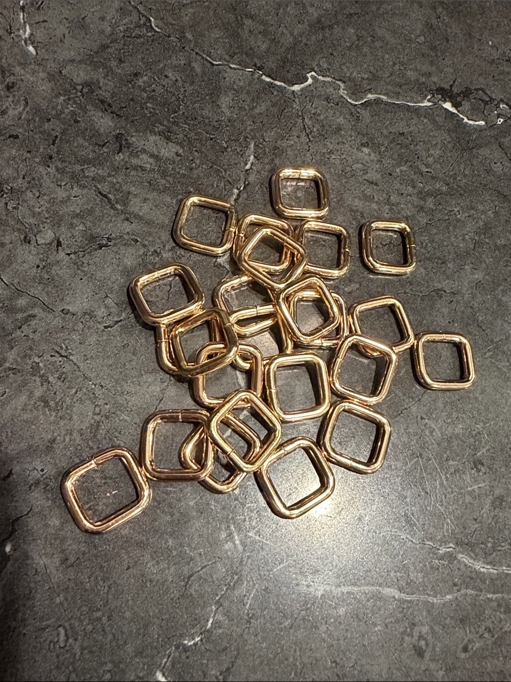 24 Square metal rings gold colored bag purse decorative hardware 12mm